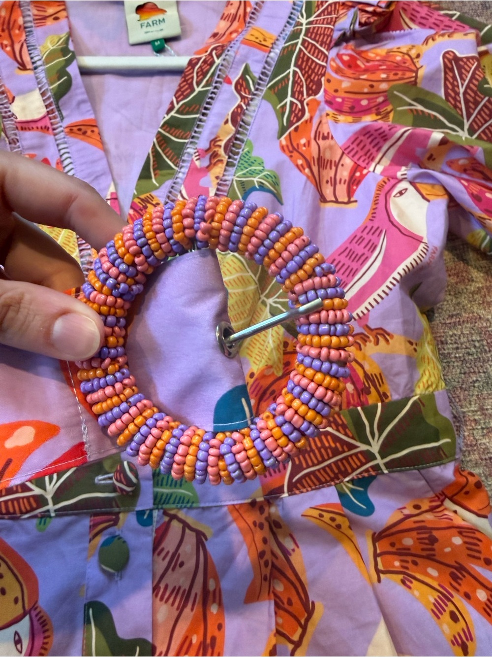 FARM Rio Lilac Beaks and Bananas Tropical Romper - Picture 6 of 9
